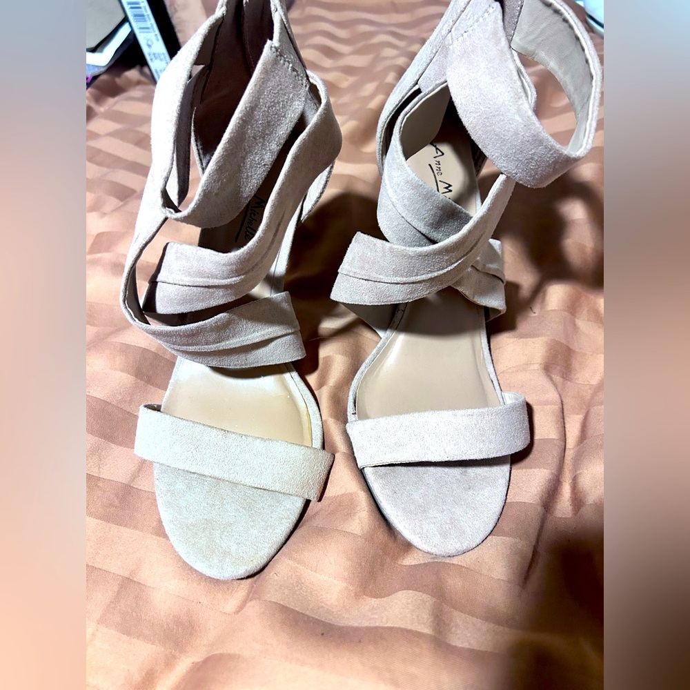 NWOT Anne Michelle Suede like Zip Up Sandals